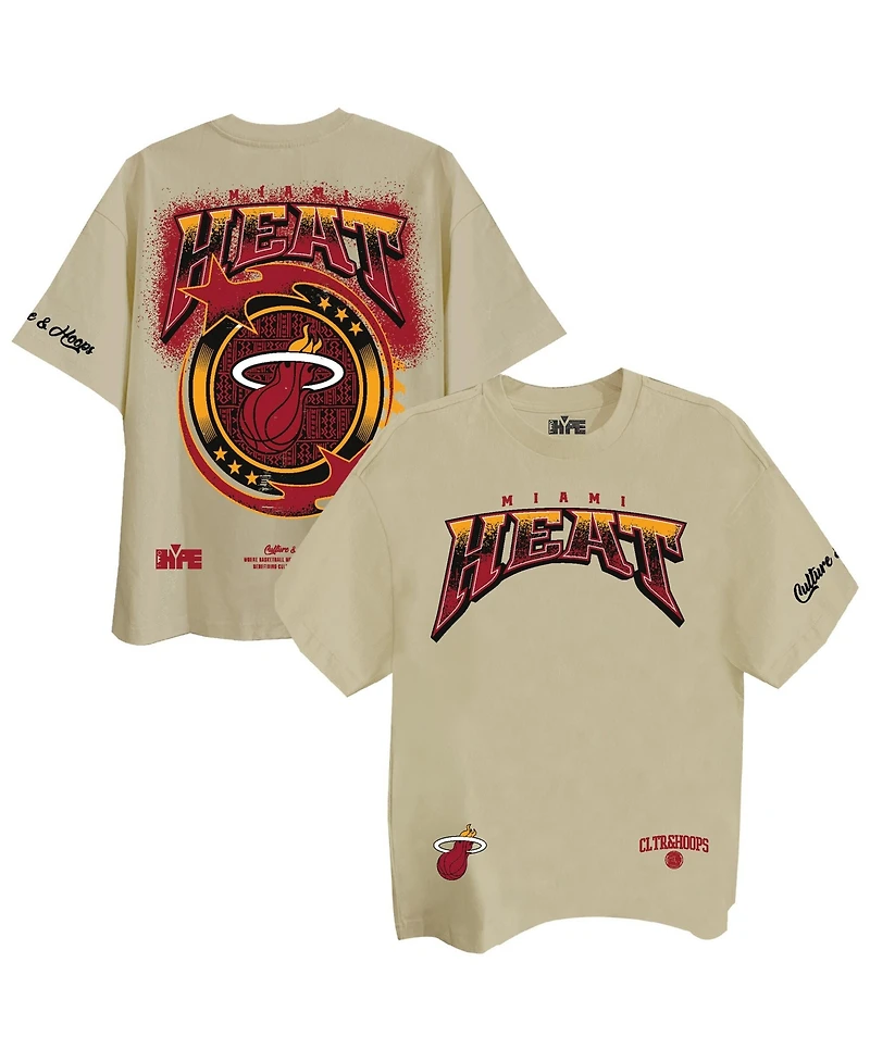 Two Hype Men's and Women's Cream Miami Heat Drip Dime Elevated Drop Shoulder T-Shirt
