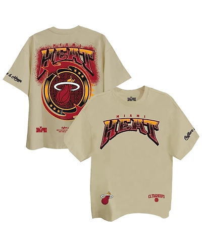 Two Hype Men's and Women's Cream Miami Heat Drip Dime Elevated Drop Shoulder T-Shirt