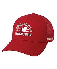 Under Armour Men's and Women's Red Wisconsin Badgers 2026 Lambeau Field Collection Washed Performance Trucker Adjustable Hat