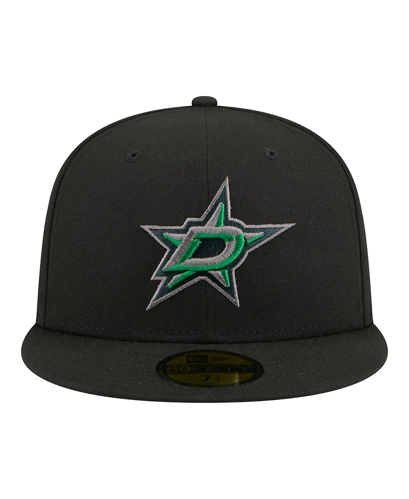 New Era Men's Black Dallas Stars Color Pop 59FIFTY Fitted Hat