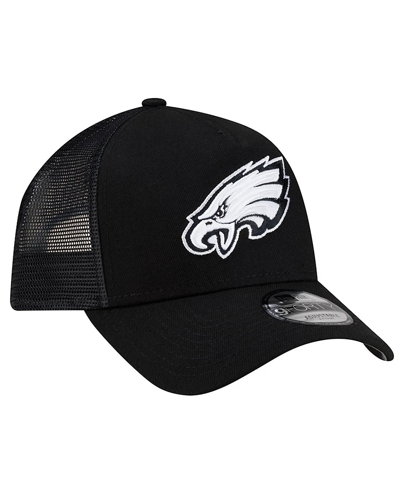 New Era Men's Black Philadelphia Eagles City Script 9FORTY A-Frame Adjustable Hat