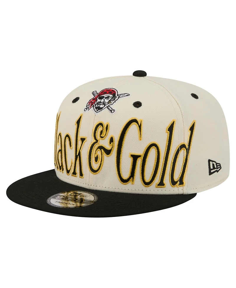 New Era Men's Cream Pittsburgh Pirates Oversized Slogan 9FIFTY Snapback Hat
