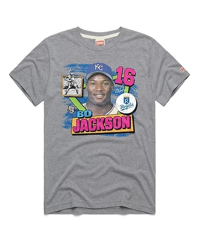 Homage Men's Bo Jackson Heather Gray Kansas City Royals Topps 75 Remix Graphic T-Shirt
