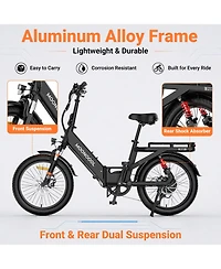 Mooncool Pop Folding Electric Bike for Adult 7-Speed, 750W Motor, Full Suspension, Folds Storage