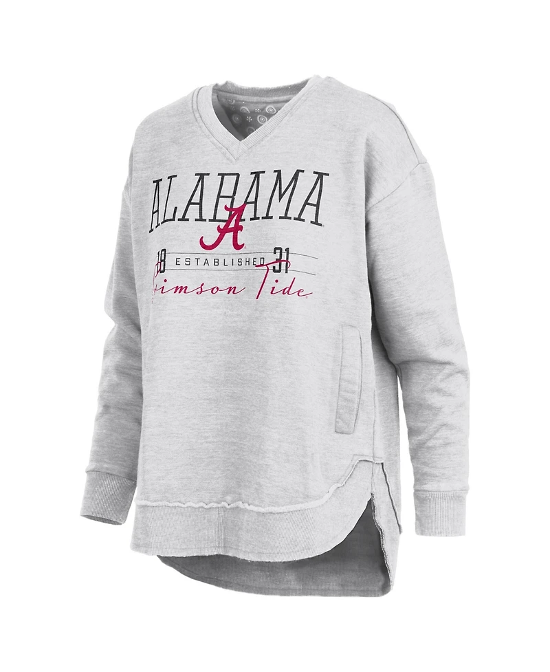 Pressbox Women's Heather Gray Alabama Crimson Tide Marcus East Hall Poncho V-Neck Sweatshirt