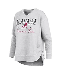 Pressbox Women's Heather Gray Alabama Crimson Tide Marcus East Hall Poncho V-Neck Sweatshirt