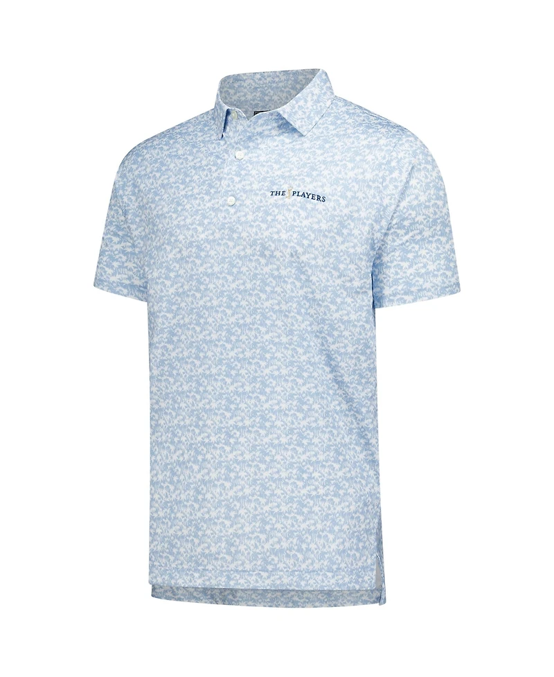 FootJoy Men's Light Blue The Players Hidden Palm Print Lisle Polo Shirt