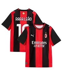 Puma Big Boys and Girls Rafael Leao Black/Red Ac Milan 2026/27 Home Replica Jersey