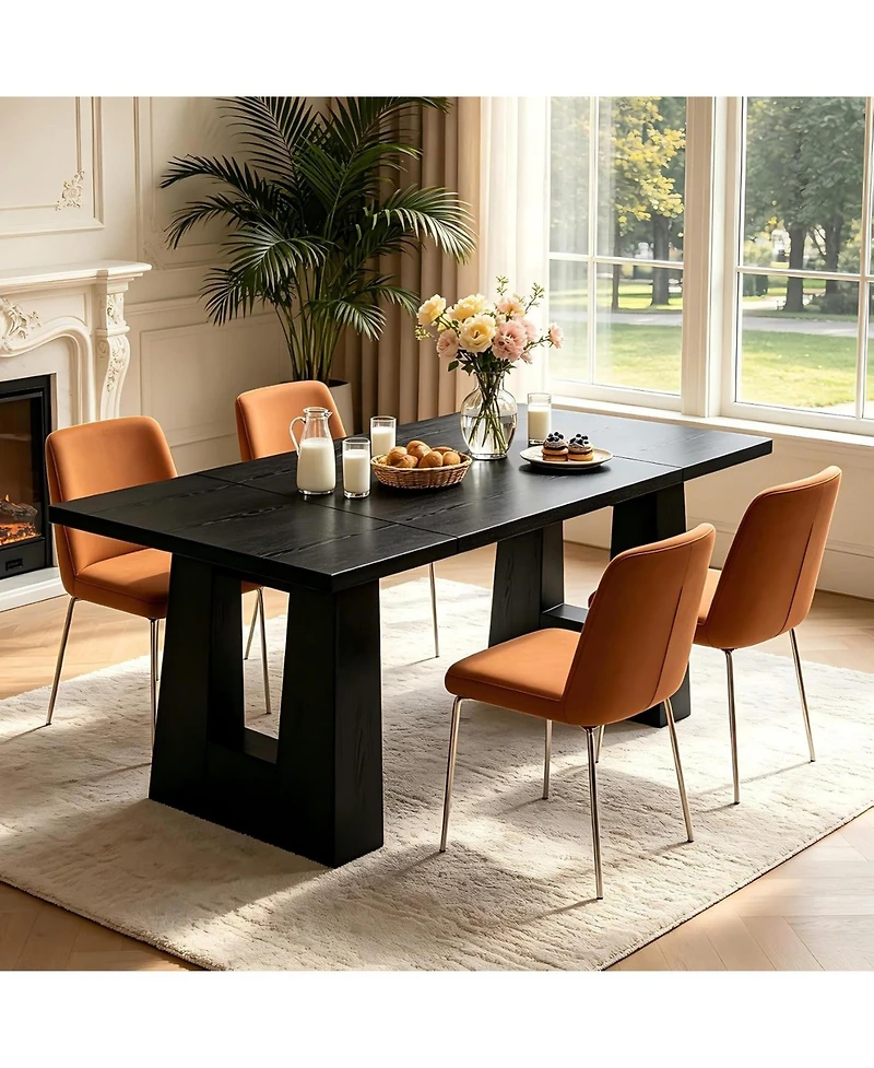 gaomon Dining Table for 4-6 People, Modern Kitchen Table, Mid-Century with Leg Base, Wood Room Easy Assembly