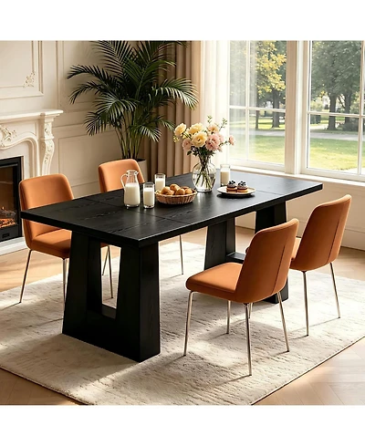gaomon Dining Table for 4-6 People, Modern Kitchen Table, Mid-Century with Leg Base, Wood Room Easy Assembly