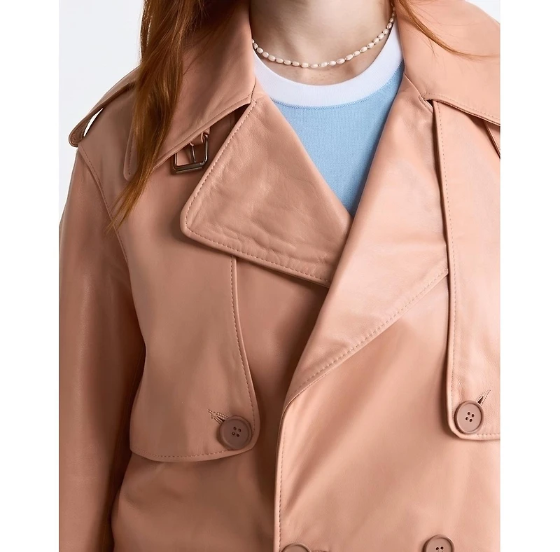 Furniq Uk Women's Leather Cropped Trench Style Jacket, Created For Macy's