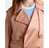 Furniq Uk Women's Leather Cropped Trench Style Jacket, Created For Macy's