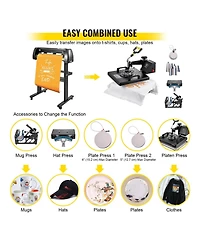 Sevorley 8-in-1 Heat Press Sublimation Machine with 53-inch Vinyl Cutter Plotter
