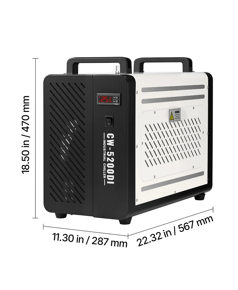 Sevorley Cw-5200DI Industrial Water Chiller with Compressor, 5460 Btu/h, 7L Tank