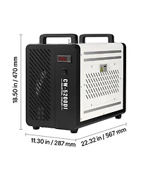 Sevorley Cw-5200DI Industrial Water Chiller with Compressor, 5460 Btu/h, 7L Tank
