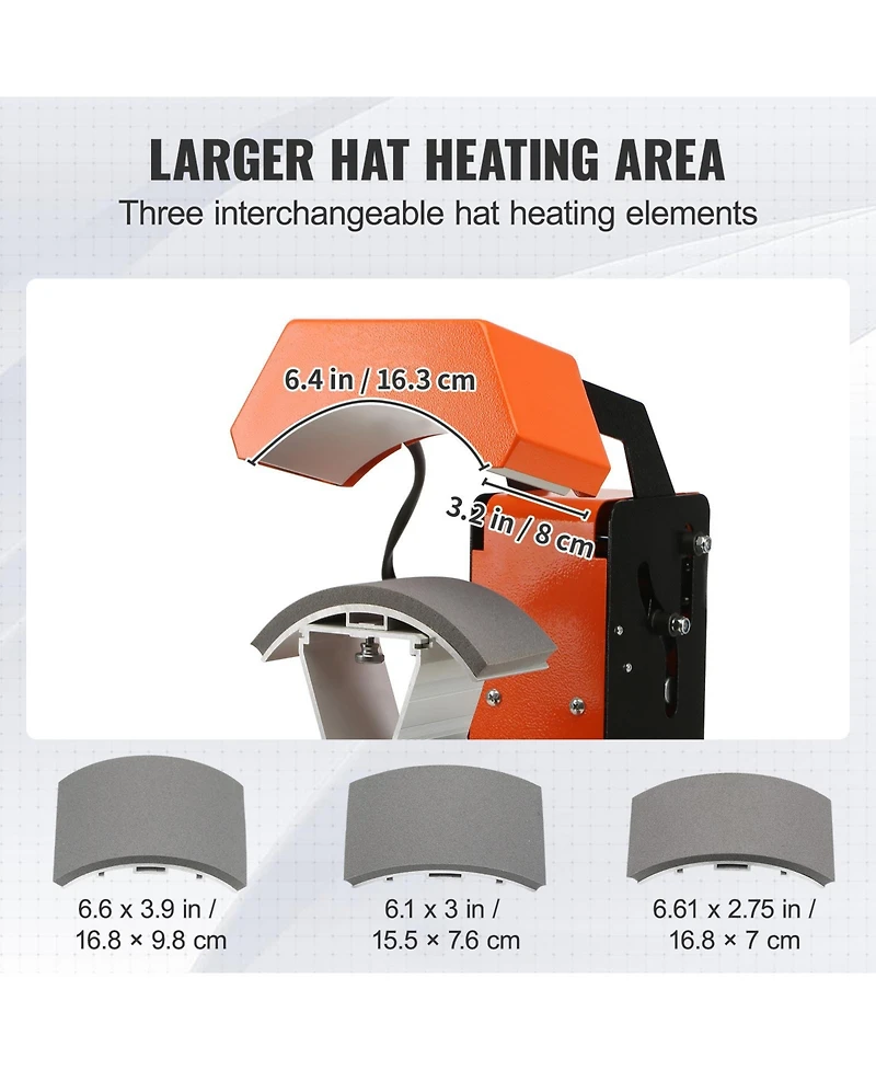 Sevorley 3-in- 1 Automatic Hat Heat Press with 3 Interchangeable Platens