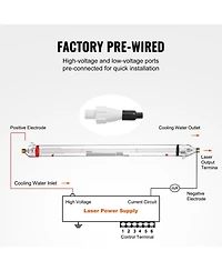 Sevorley 90W CO2 Laser Tube, Borosilicate Glass Cutter Tube with Metal Head