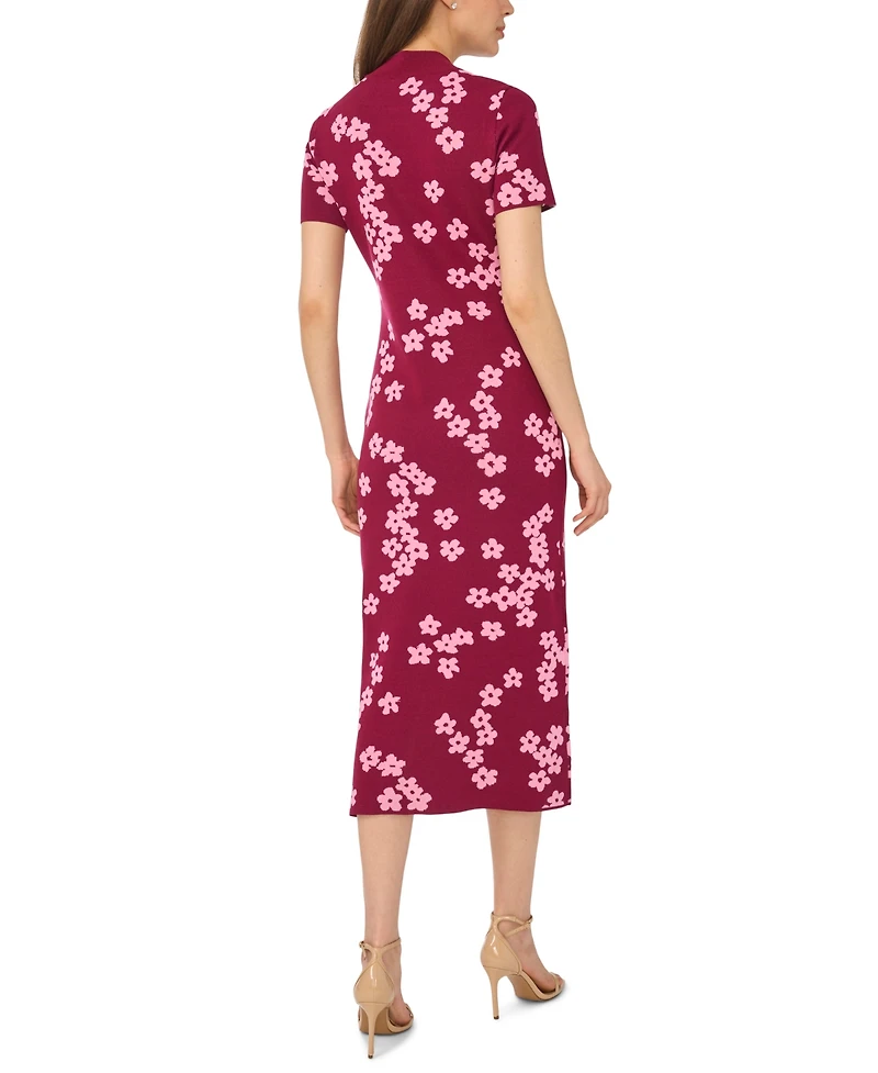 CeCe Women's Flower Jacquard Maxi Knit Dress