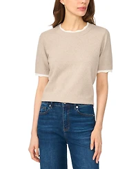 CeCe Women's Lace-Trim Crewneck Short-Sleeve Sweater