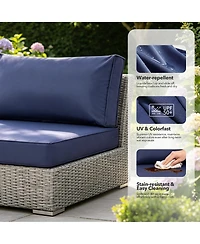 gaomon Patio Furniture Cushions Set 14-Piece,Replacement Outdoor for 6-Seat Sectional,Deep Seat Cushion Sofa