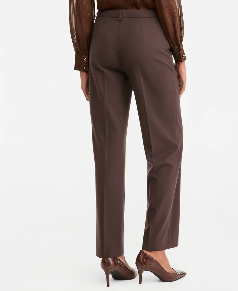 Tahari Asl Women's Bird Eye Mid-Rise Flare-Leg Pants