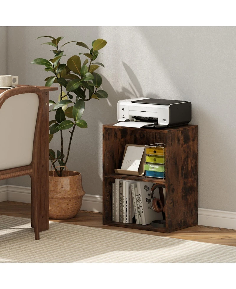 Sugift 2-Cube Floor Standing Bookcase with 5-Position Adjustable Shelf