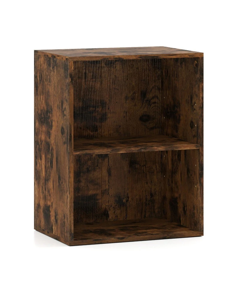 Sugift 2-Cube Floor Standing Bookcase with 5-Position Adjustable Shelf