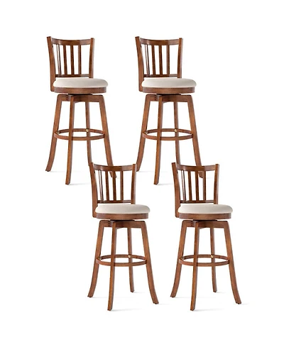Sugift Swivel Bar Stools Set of 4 with Faux Leather Upholstered Seat