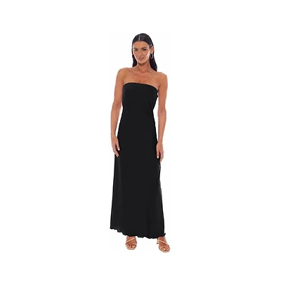 Bebe Women's Strapless Maxi Crushed-Satin Dress
