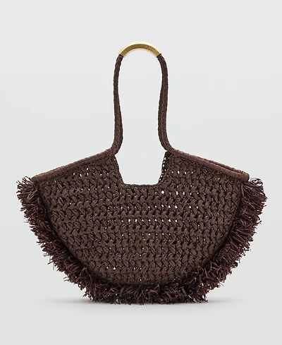Mango Women's Natural-Fiber Shoulder Bag