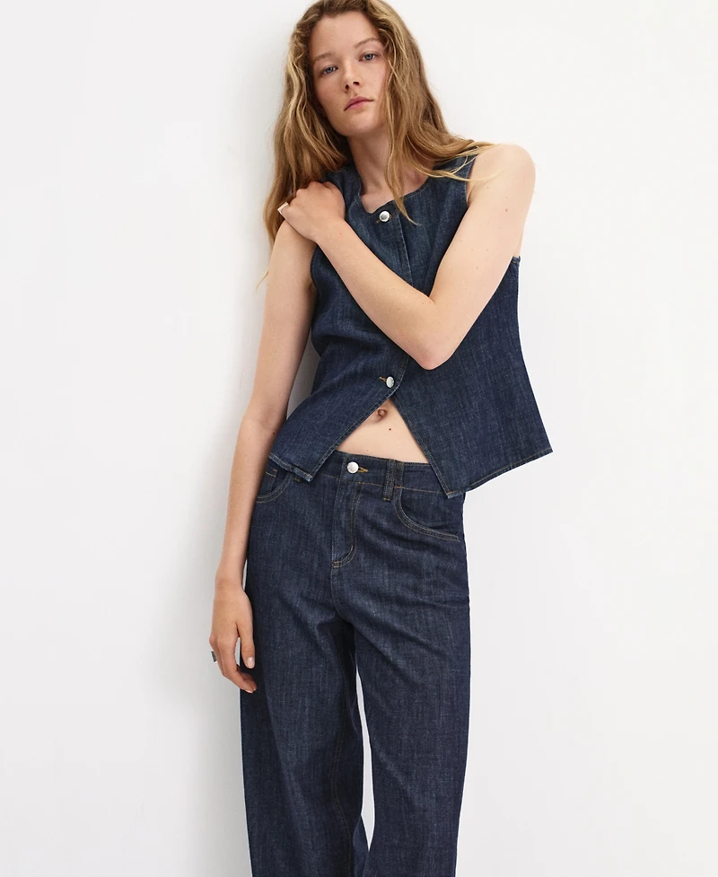 Mango Women's Wide-Leg Mid-Rise Jeans