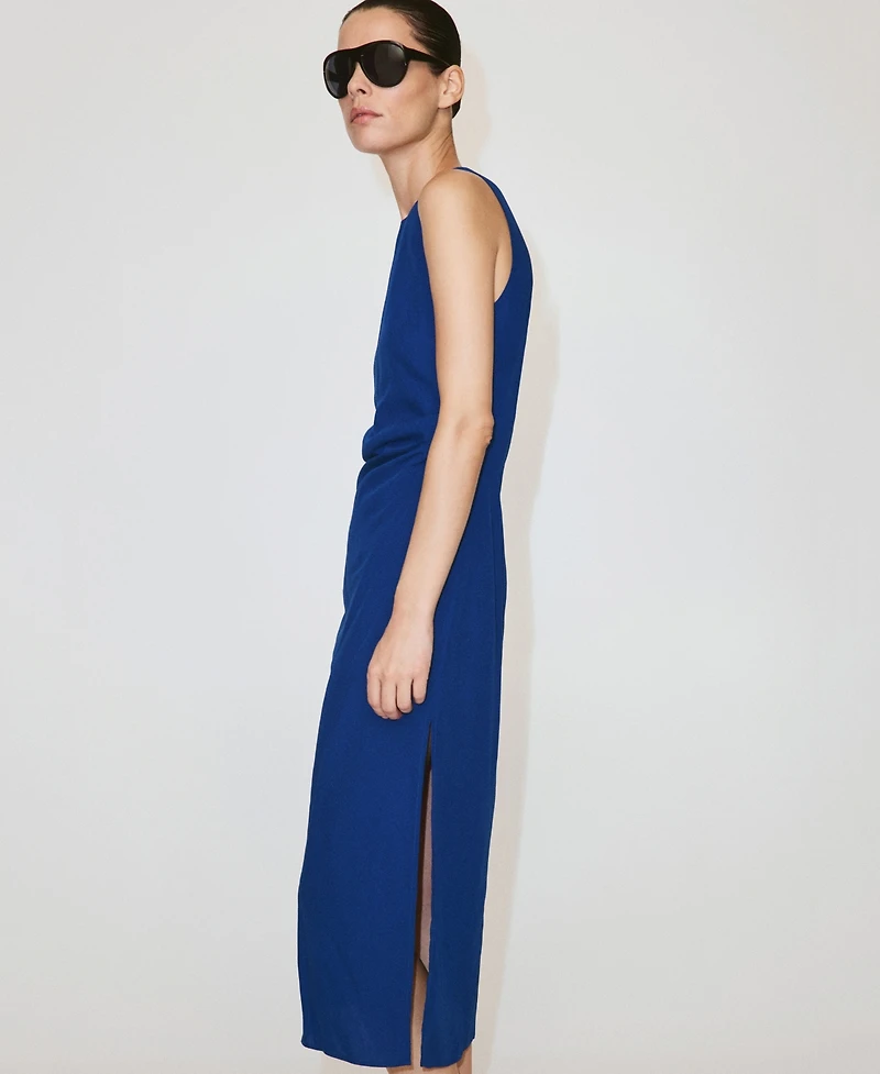 Mango Women's Side-Ruched Midi Dress