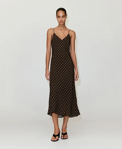 Mango Women's Floral Midi Thin-Strap V-Neck Dress