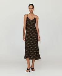 Mango Women's Floral Midi Thin-Strap V-Neck Dress