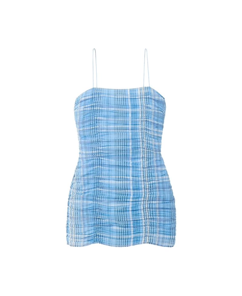 Mango Women's Plaid Ruched Strapless Mini Dress