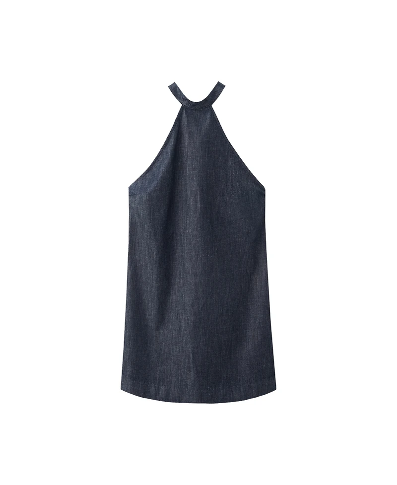 Mango Women's Halter Neck Open-Back Denim Dress