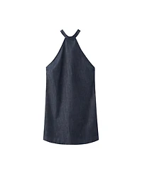 Mango Women's Halter Neck Open-Back Denim Dress