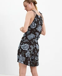 Mango Women's Floral-Print Pleated Wide-Leg Shorts, 7" Inseam