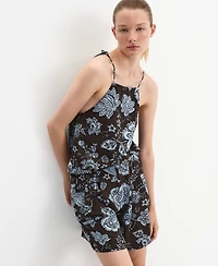 Mango Women's Floral-Print Pleated Wide-Leg Shorts, 7" Inseam