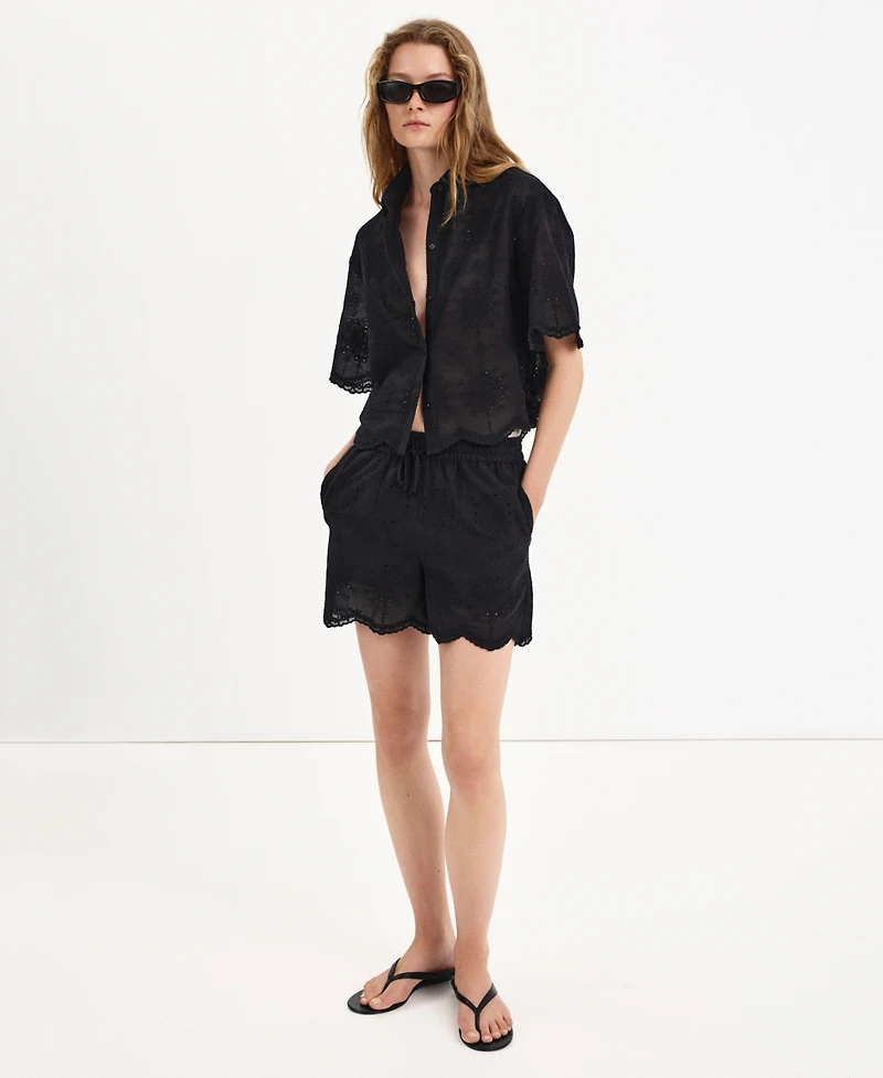 Mango Women's Embroidered Cropped Shirt