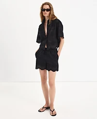 Mango Women's Embroidered Cropped Shirt
