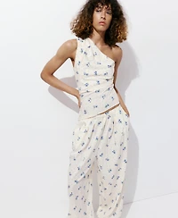 Mango Women's Floral Asymmetrical Top