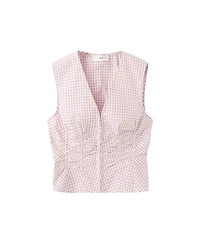 Mango Women's Checkered V-Neck Blouse