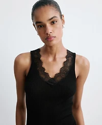 Mango Women's Lace Lyocell Top
