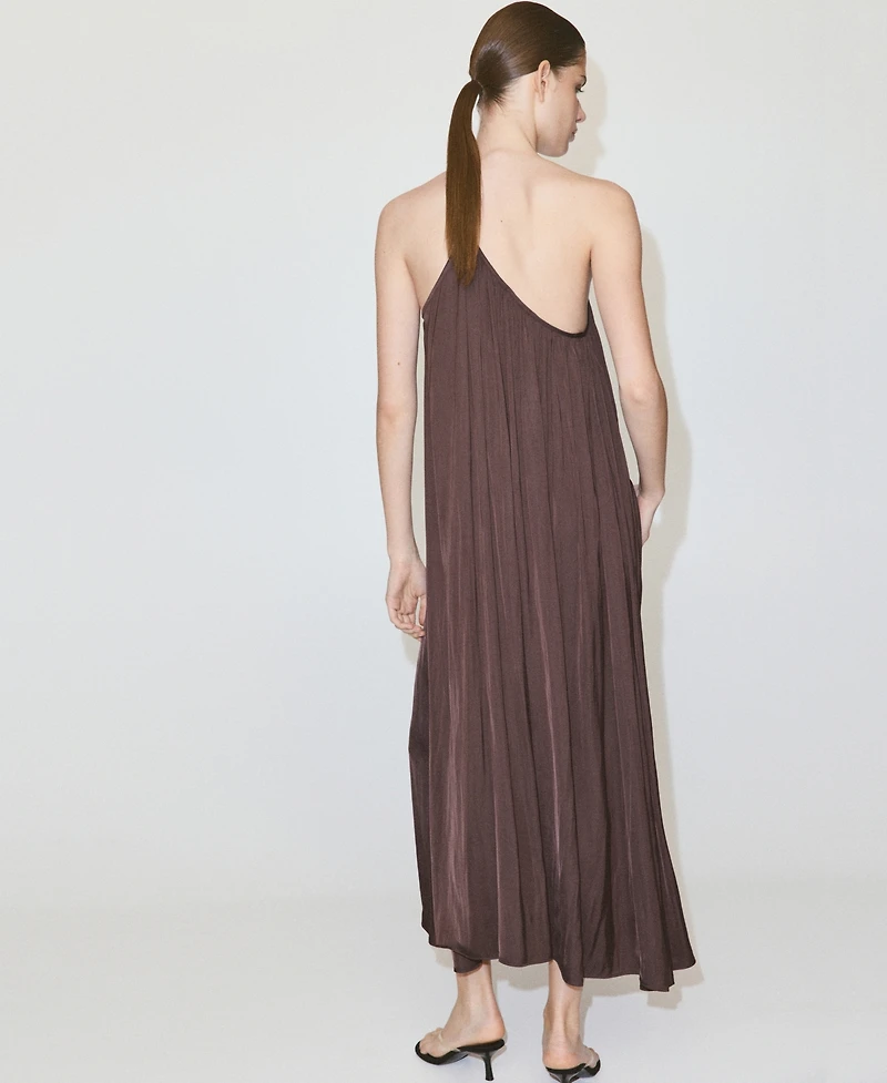 Mango Women's Ruched Asymmetrical Pleated Dress