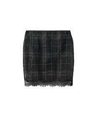 Mango Women's Plaid Linen-Blend High-Rise Skirt