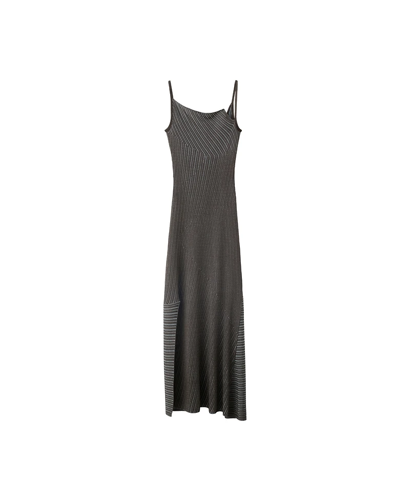 Mango Women's Asymmetrical Striped Sleeveless Knit Dress
