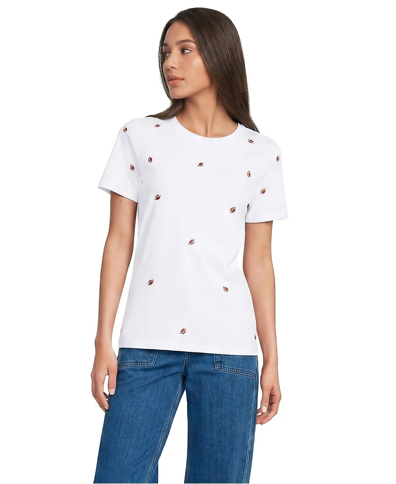 Lands' End Women's Supima Cotton Embroidered Relaxed-Fit T-Shirt