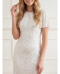 Needle & Thread Women's Freya Georgette Sequin Flutter-Sleeve Maxi Gown