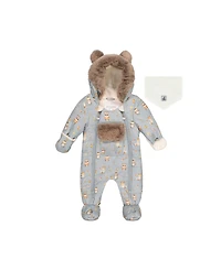 Deux par Baby Boy One Piece Snowsuit Adapted for Car Seats Animal Print